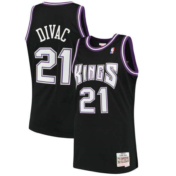 Camiseta Vlade Divac 21 Sacramento Kings 2000-2001 Classics Swingman Negro Hombre